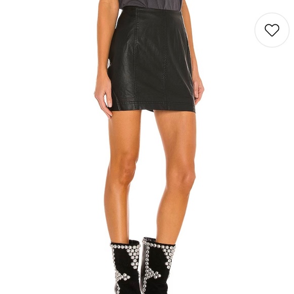 Free People black faux leather skirt - Picture 3 of 6